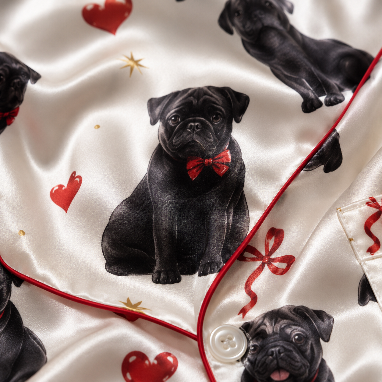 Personalized Puppy Photo Satin Sleepwear Set Cute Custom Pajamas for Dog Mom THUC99
