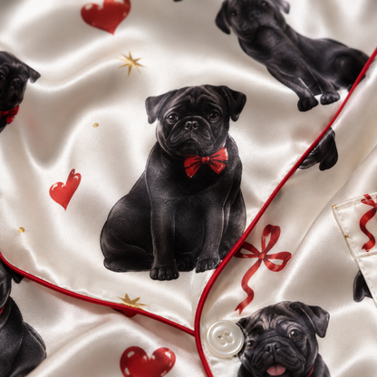 Personalized Puppy Photo Satin Sleepwear Set Cute Custom Pajamas for Dog Mom THUC99
