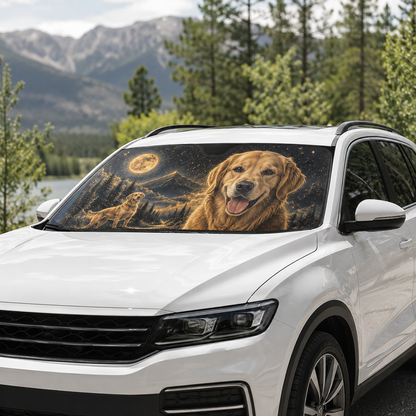 Personalized Pet Car Sun Shade, Custom Dog Photo Auto Windshield Cover, Foldable Car Accessories Gift THUC99