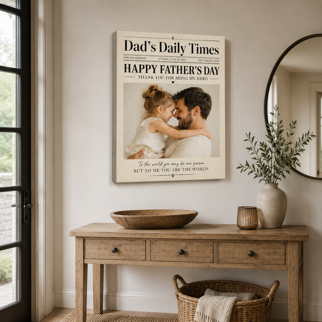 Custom Photo Dad's Daily Times Canvas Wall Art - Custom Gift For Dad TOM99