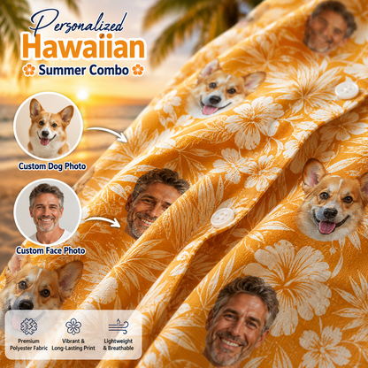 Custom Photo Hawaiian Shirt For Dog Lovers, Personalized Pet Beach Shirt, Tropical Gift For Dog Parents THUC99