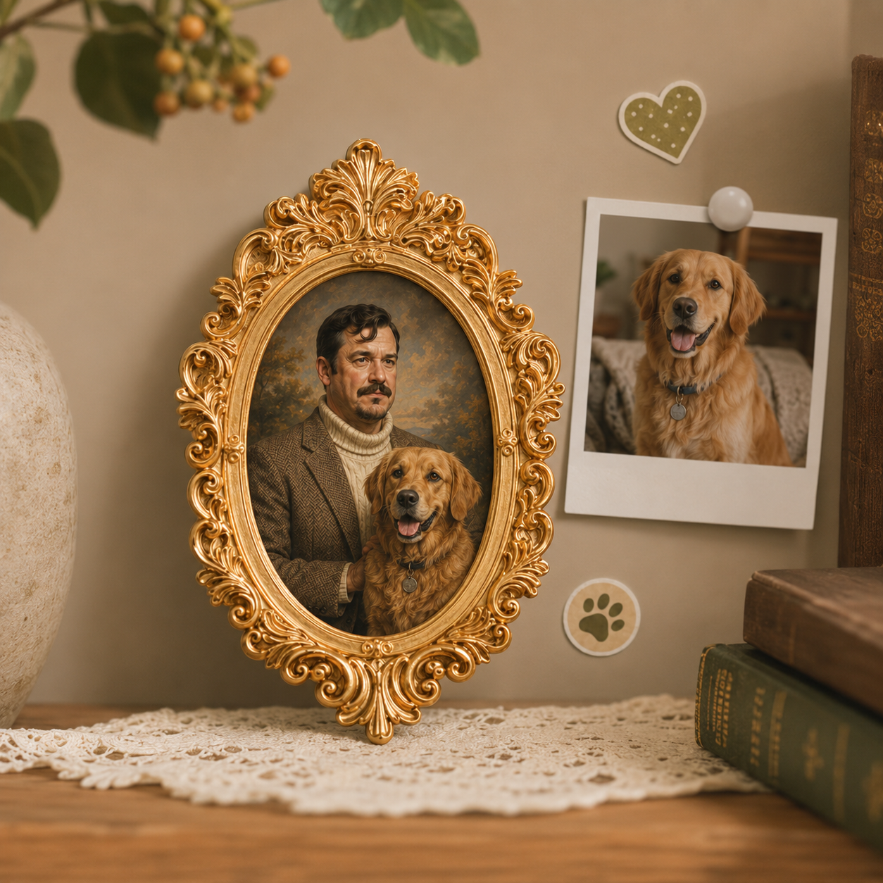 Personalized Dog Keepsake Magnet, Custom Pet Photo Vintage Frame Magnet, Dog Memorial Gift THUC99