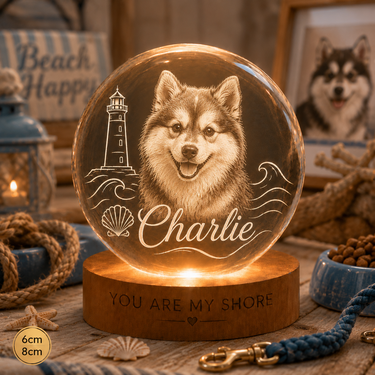 Custom Dog Crystal Lamp, Personalized Pet Photo Night Light, Memorial Dog Remembrance Gift THUC99