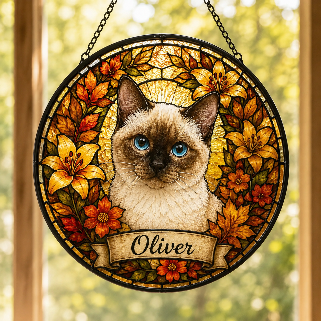 Custom Photo Cat Lover Window Hanging – Personalized Pet Memorial Suncatcher | Sympathy Gift for Cat Owner THUC99