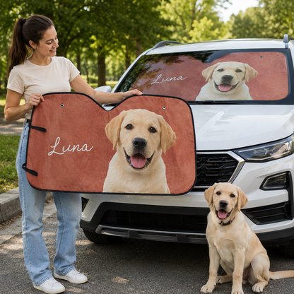 Custom Dog Photo Car Sunshade, Personalized Pet Windshield Shade, Car Accessory THUC99