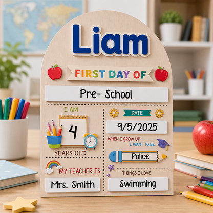 Custom Name Last Day of School Sign, Personalized School Milestone Board THUC99