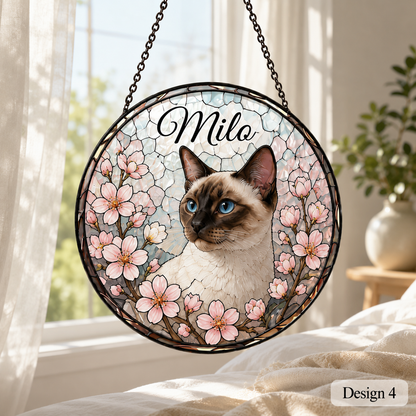 Personalized Cat Stained Glass Suncatcher – Custom Pet Photo Window Decor For Cat Lover THUC99