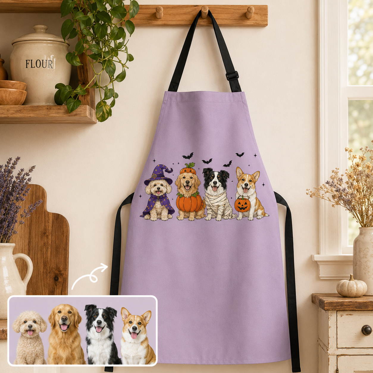 Custom Pet Photo Apron Personalized Dog Lover BBQ Apron, Unique Kitchen Apron Gift for Dog Mom and Dad THUC99