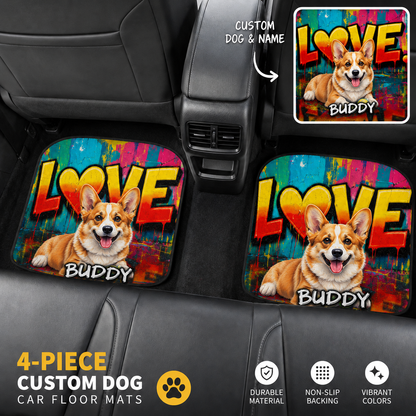 Custom Dog Face Auto Floor Mats, Personalized Football Pet Car Accessories Gift THUC99