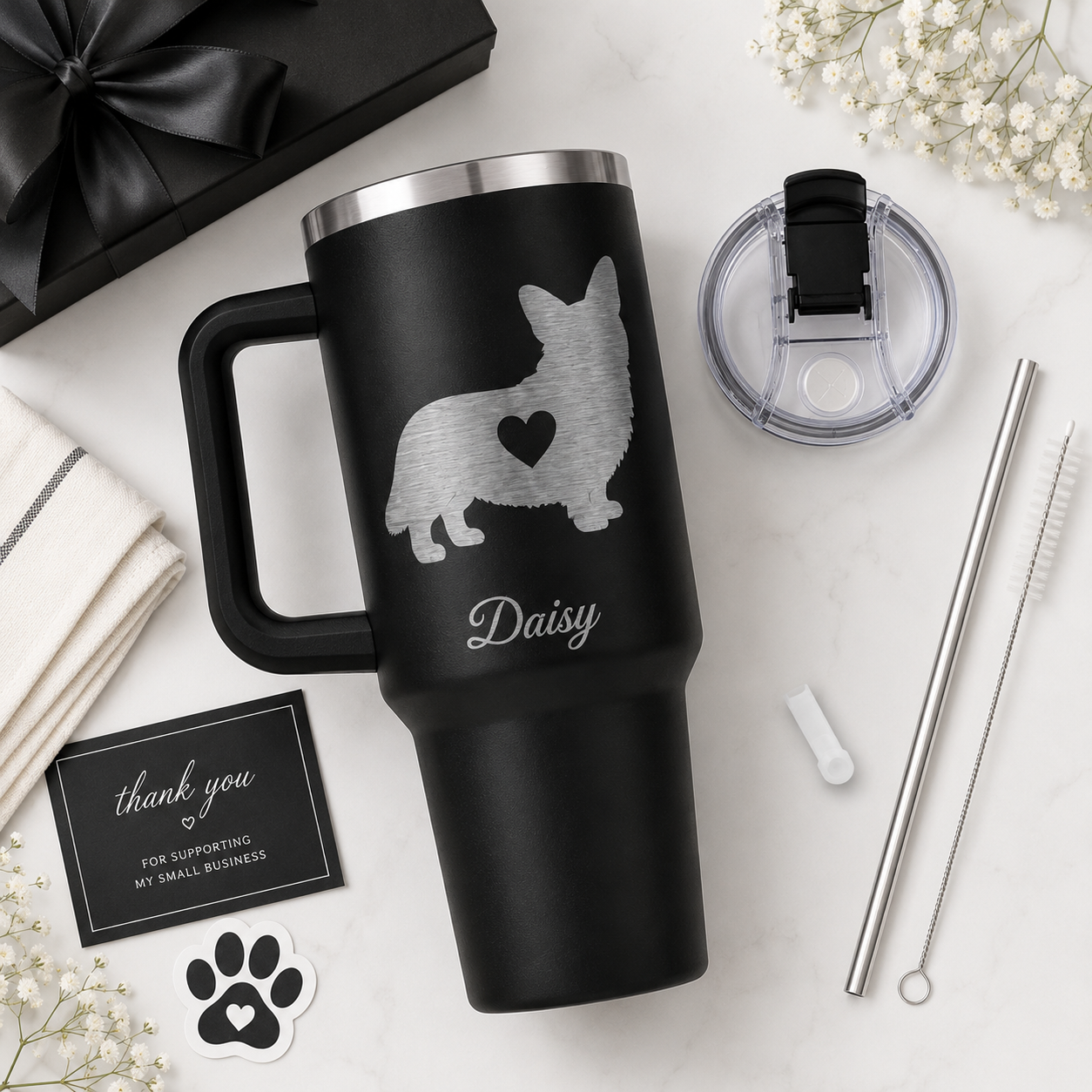 Personalized Dog Photo Travel Tumbler 40oz – Custom Pet Gift for Dog Lovers and Pet Parents THUC99