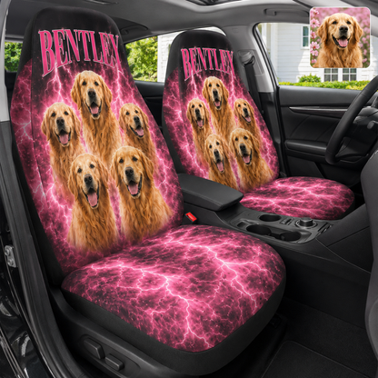 Custom Dog Picture Seat Cover, Personalized Pet Face Car Seat Protector, Dog Lover Gift THUC99
