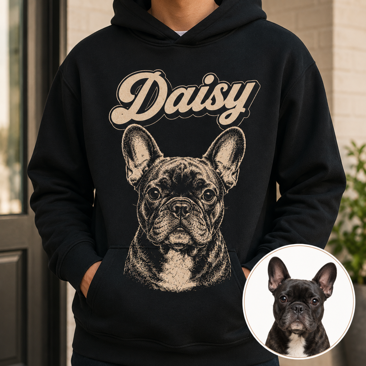 Custom Dog Photo Hoodie Personalized Pet Portrait Sweatshirt for Dog Mom and Dog Dad THUC99