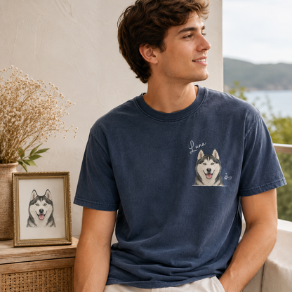 Personalized Dog Photo Unisex Wash T-Shirt, Custom Pet Shirt | Gift For Dog Lovers THUC99