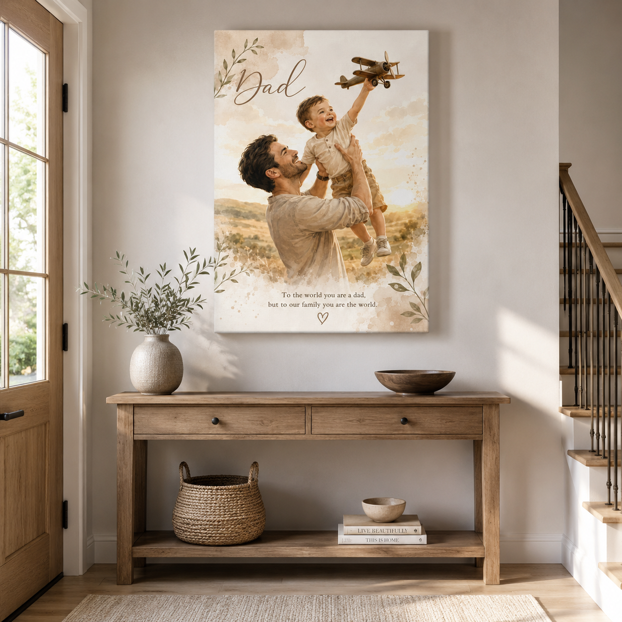Custom Photo Boy Dad Canvas Wall Art - Custom Gift For Dad TOM99