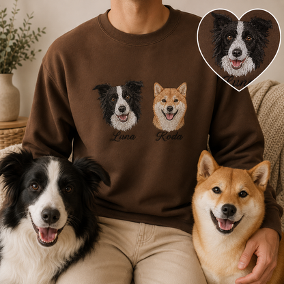 Custom Dog Portrait Sweatshirt, Personalized Pet Embroidery Hoodie THUC99