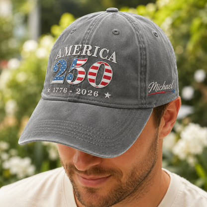 USA Semiquincentennial 250th Anniversary Embroidered Vintage Baseball Hat for Patriots THUC99