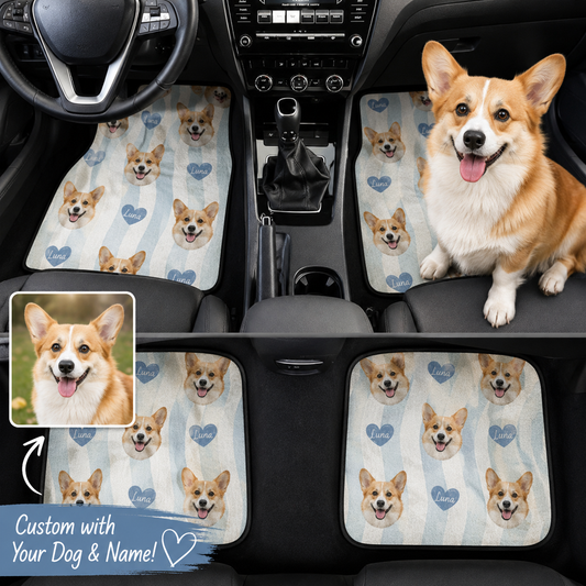 Personalized Dog Car Floor Mats 4-Piece Set, Custom Pet Photo Auto Mat, Dog Lover Gift THUC99