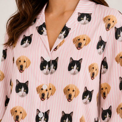 Custom Dog Face Pajamas Set, Personalized Pet Lover Unisex Sleepwear Gift for Dog Owners THUC99