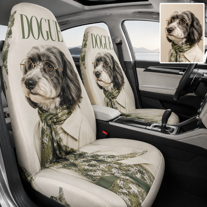 Custom Dog Portrait Car Seat Cover, Personalized Pet Photo Seat Protector, Cute Dog Lover Gift THUC99