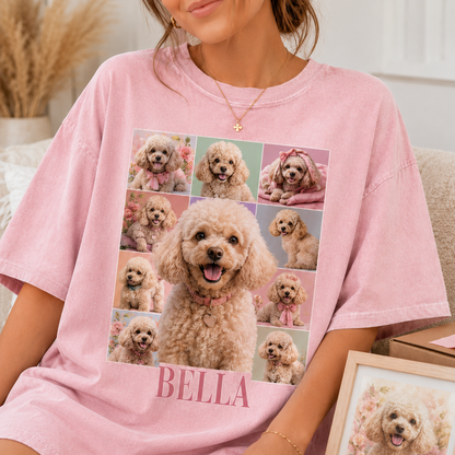 Custom Photo Pet Unisex Wash T-Shirt, Personalized Dog Face Shirt | Pet Memorial Gift THUC99