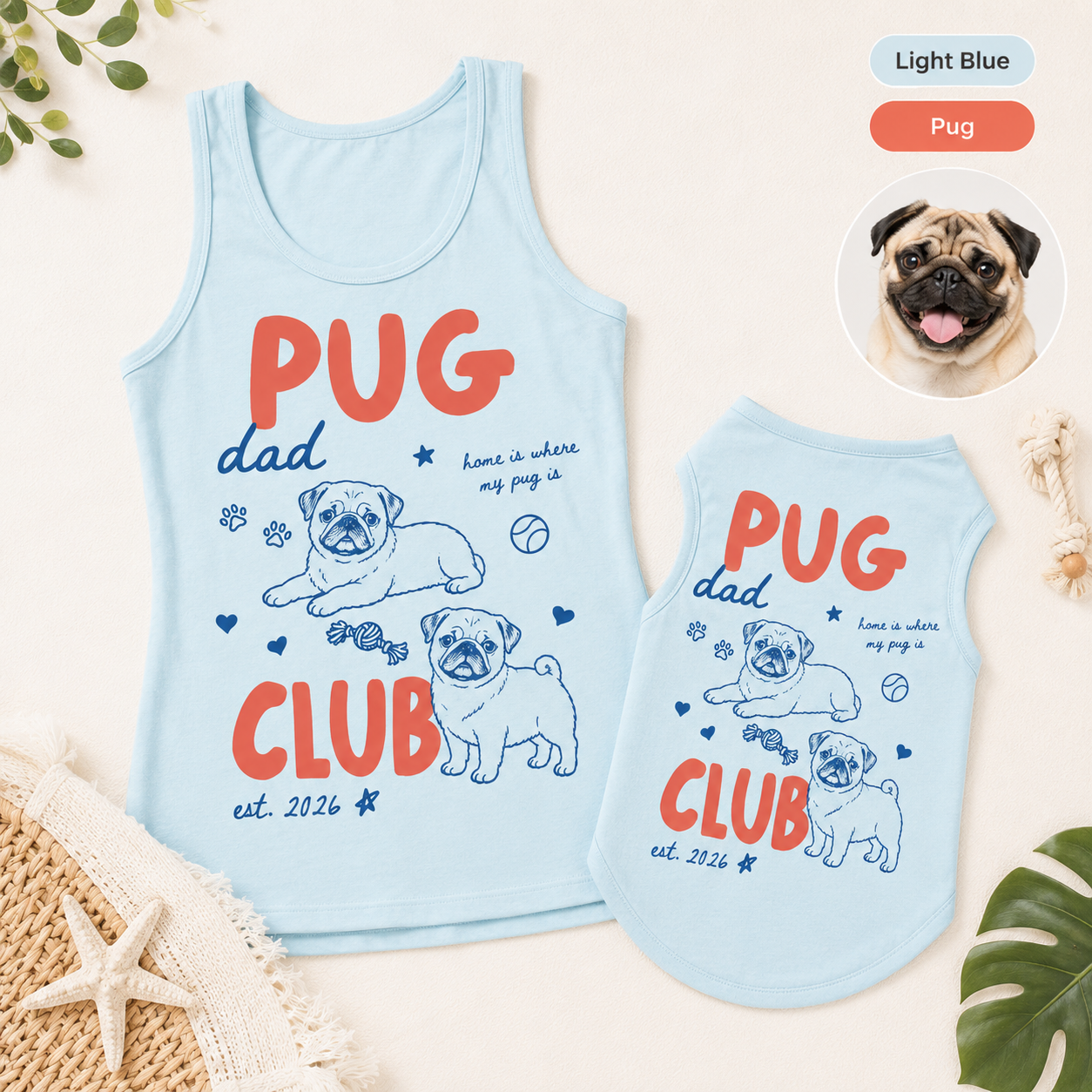 Custom Dog Photo Women’s Summer Tank Top and Pet Tank Top Matching Set THUC99