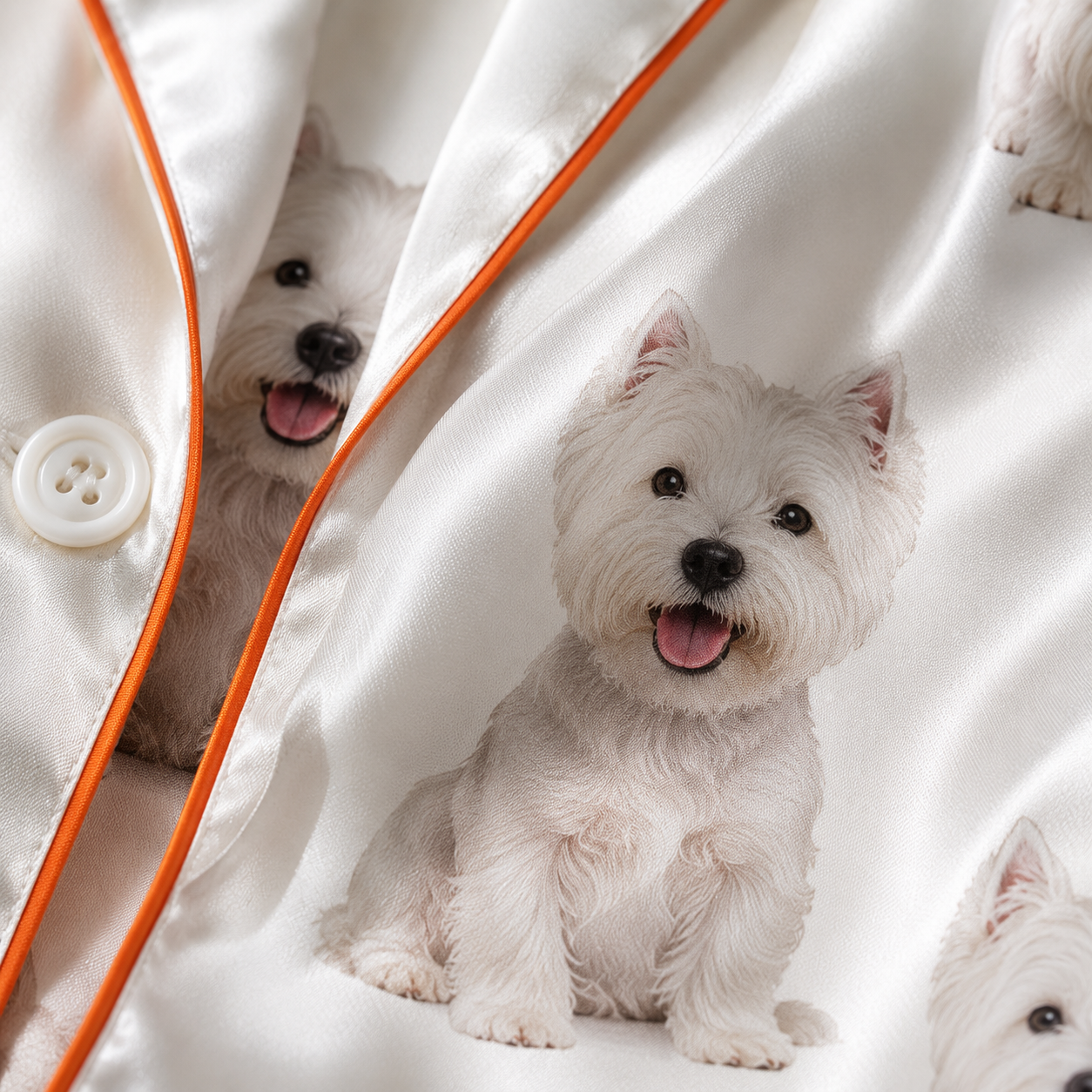 Custom Dog Image Satin Nightwear Set Personalized Pet Lover Sleepwear Gift THUC99