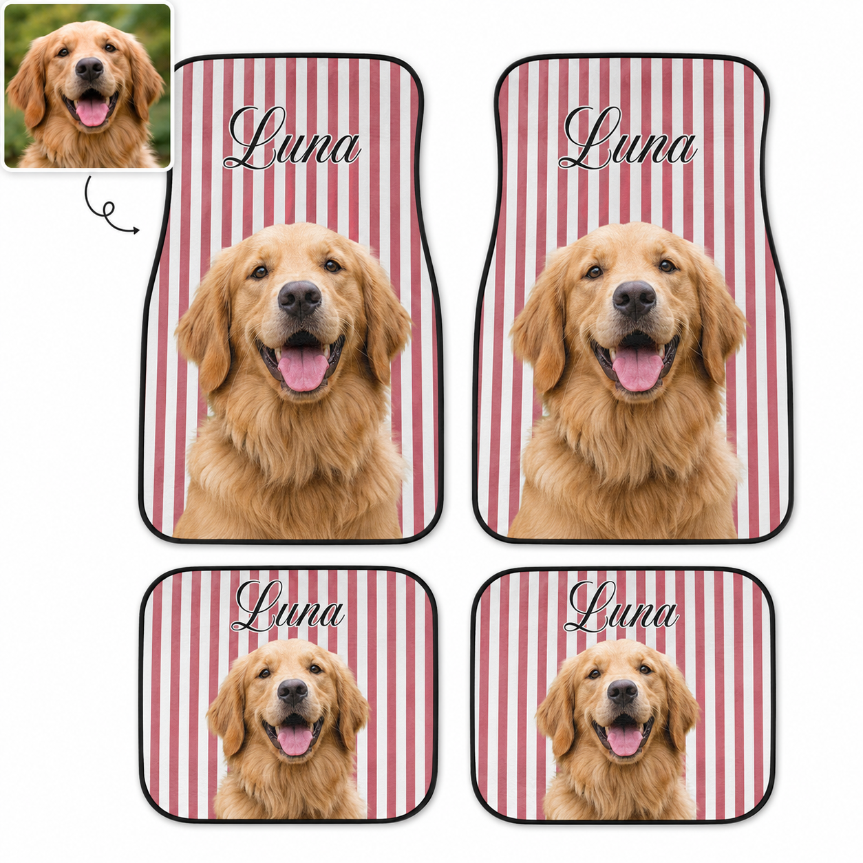 Custom Photo Pet Car Mats 4-Piece Set, Dog Lover Car Interior Accessories THUC99