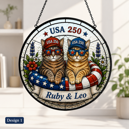 Custom Photo Cat Lover Glass Suncatcher – Personalized Pet Sympathy Memorial Gift THUC99
