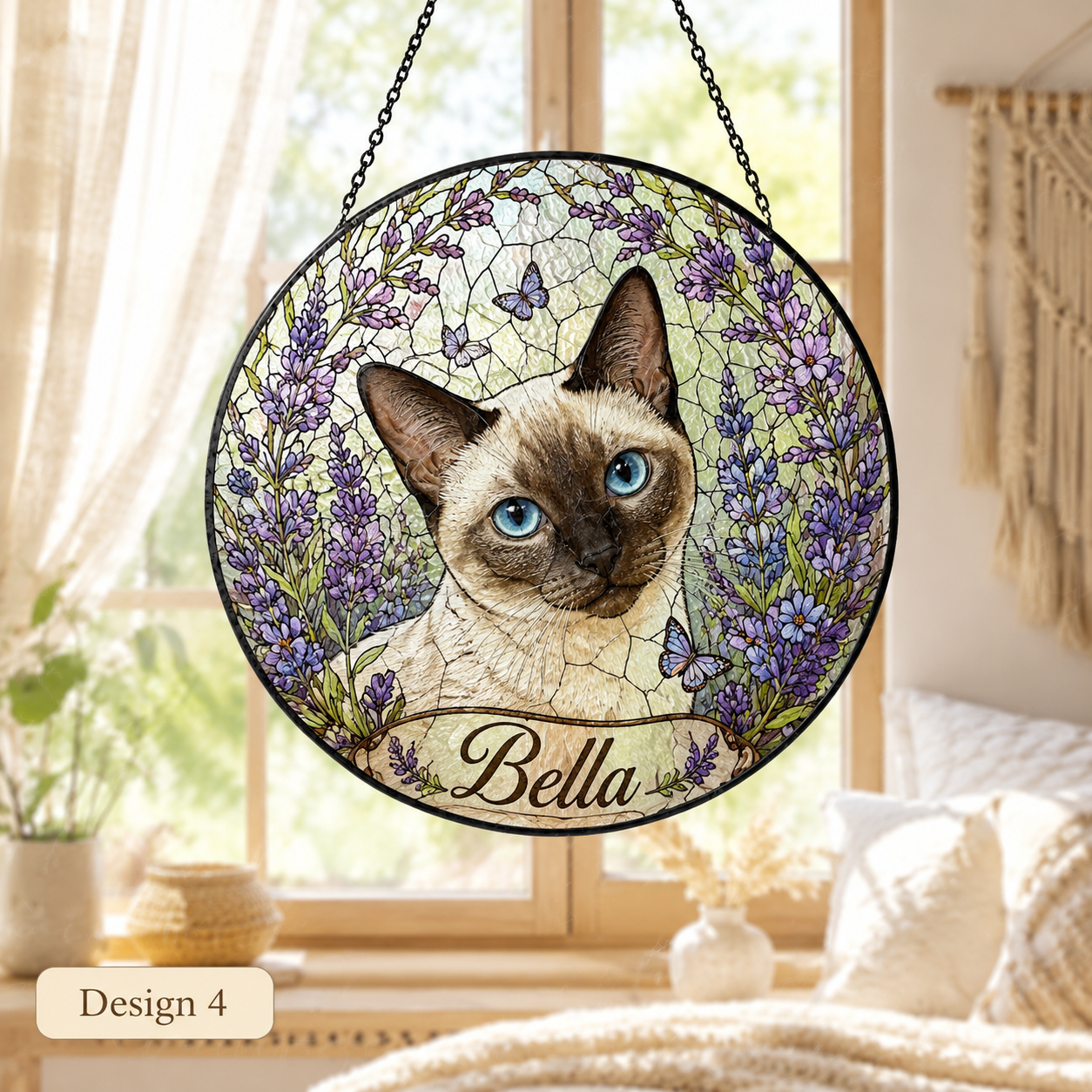 Custom Cat Photo Glass Suncatcher – Personalized Pet Memorial Window Hanging Decor THUC99