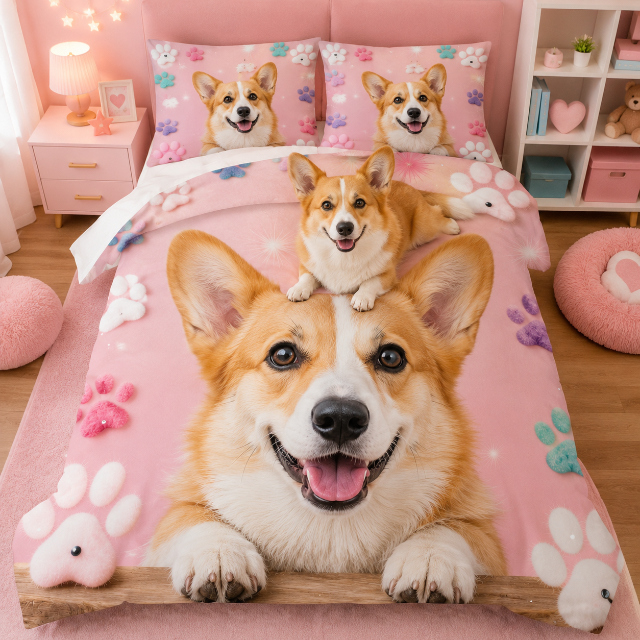 Custom Photo Pet Bedding Set, Personalized Dog Sheet Set For Pet Lovers THUC99