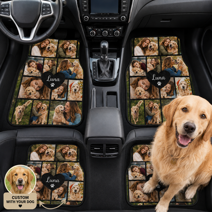 Custom Dog Photo Car Mats Set, Personalized Pet Floor Mats, Car Interior Gift THUC99