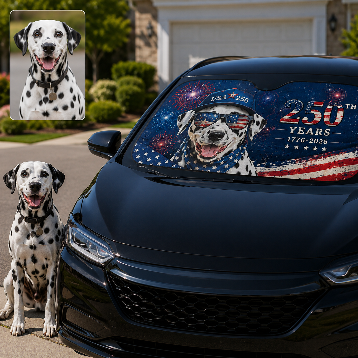 Custom Dog Lover Car Sun Shade, Personalized Pet Windshield Cover, Photo Auto Sunshade Gift THUC99