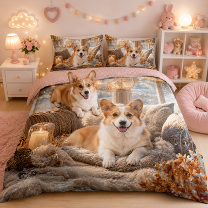 Custom Photo Dog Duvet Cover Set, Personalized Pet Bedding Gift THUC99