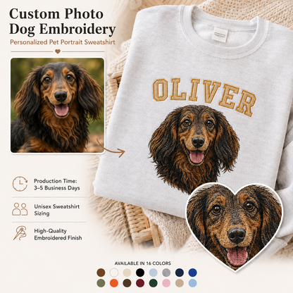 Custom Pet Photo Sweatshirt, Dog Face Embroidered Crewneck & Hoodie THUC99