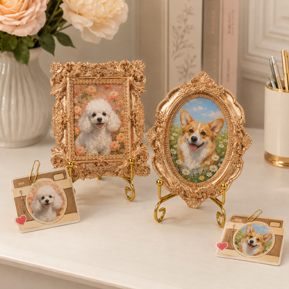 Custom Dog Portrait Magnet, Vintage Photo Frame Refrigerator Magnet, Pet Memorial Gift THUC99