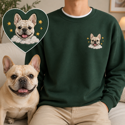 Custom Pet Embroidered Sweatshirt, Personalized Dog Portrait Hoodie Gift THUC99