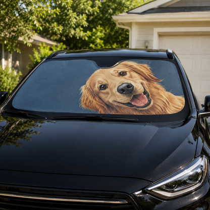 Custom Pet Auto Sun Shade, Personalized Dog Windshield Cover, Photo Car Sunshade Gift for Pet Parents THUC99