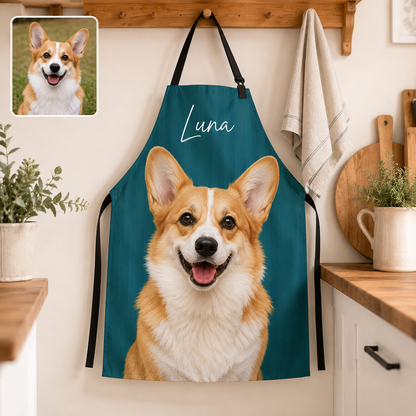 Custom Dog Face Apron Personalized Photo Apron, Funny Pet Lover Kitchen Gift for Dog Mom and Dog Dad THUC99