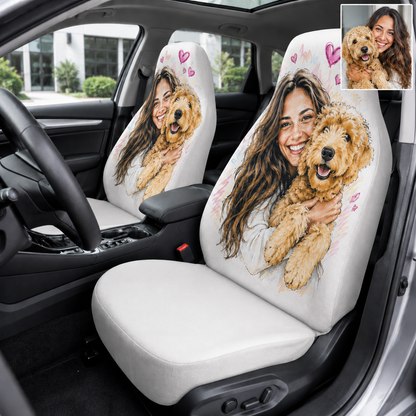 CCustom Photo Dog Car Seat Cover, Personalized Pet Picture Seat Protector, Dog Mom Car Gift THUC99