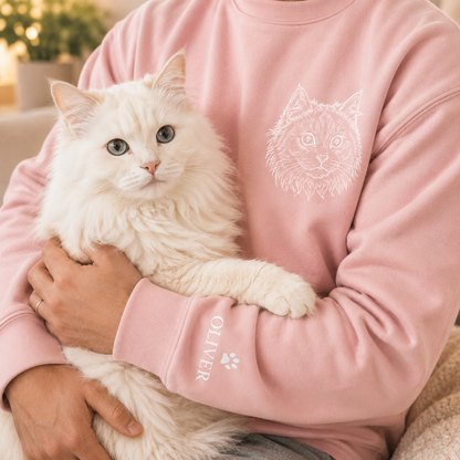 Custom Pet Portrait Sweatshirt, Dog Photo Embroidered Hoodie Gift THUC99