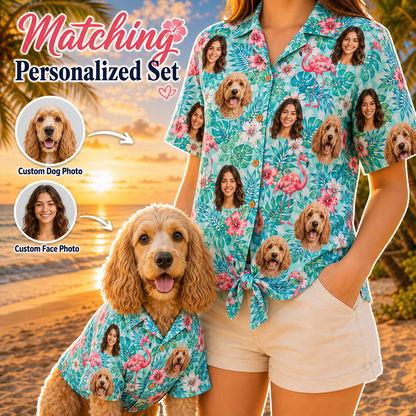 Custom Pet Hawaiian Shirt, Personalized Dog Photo Aloha Shirt, Tropical Vacation THUC99