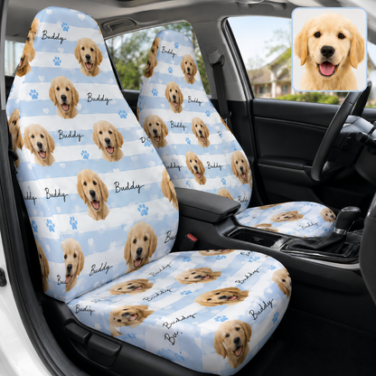 Custom Pet Face Car Seat Cover, Personalized Dog Portrait Auto Seat Cover, Pet Lover Gift THUC99