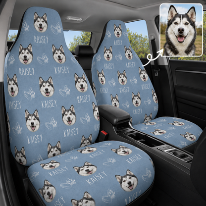 Custom Dog Face Car Seat Cover, Personalized Pet Lover Seat Protector, Cute Car Decor Gift THUC99