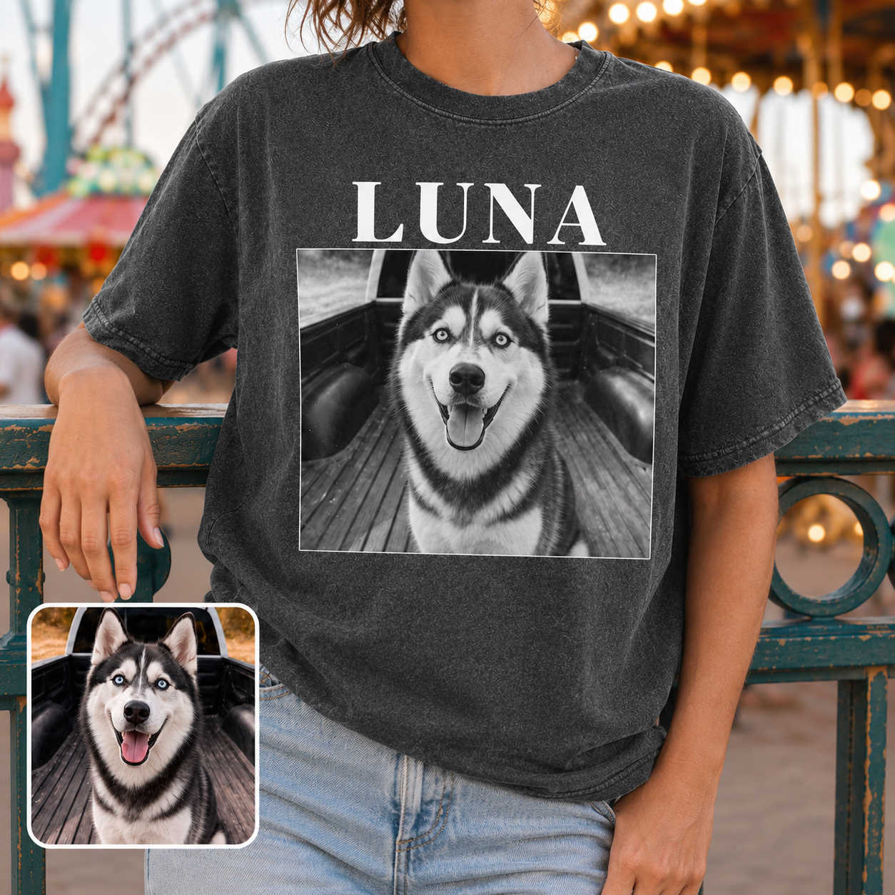 Custom Photo Dog Vintage Wash T-Shirt, Personalized Pet Lover Gift | Dog Lover Shirt THUC99
