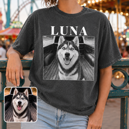 Custom Photo Dog Vintage Wash T-Shirt, Personalized Pet Lover Gift | Dog Lover Shirt THUC99