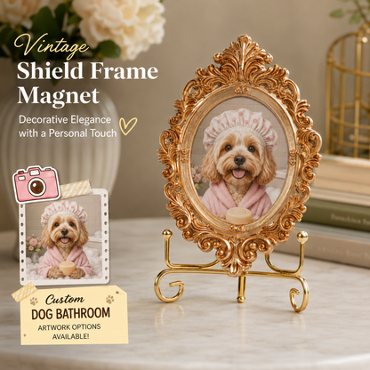 Custom Dog Vintage Photo Frame Magnet, Personalized Pet Portrait Dog Lover Gift THUC99