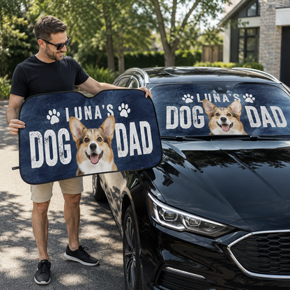 Custom Dog Car Sun Shade, Personalized Pet Photo Dog Mom Gift for Car THUC99
