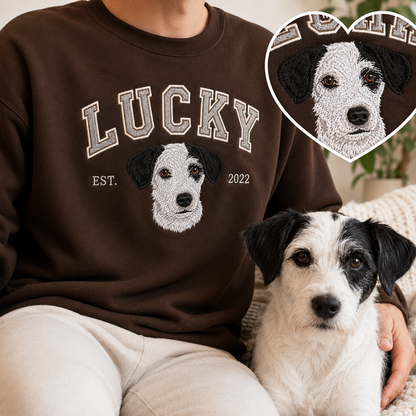 Custom Dog Dad Hoodie, Personalized Pet Portrait Embroidered Sweatshirt THUC99
