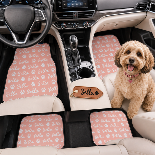 Personalized Dog Car Floor Mats 4-Piece Set, Custom Pet Photo Auto Mat, Dog Lover Gift THUC99