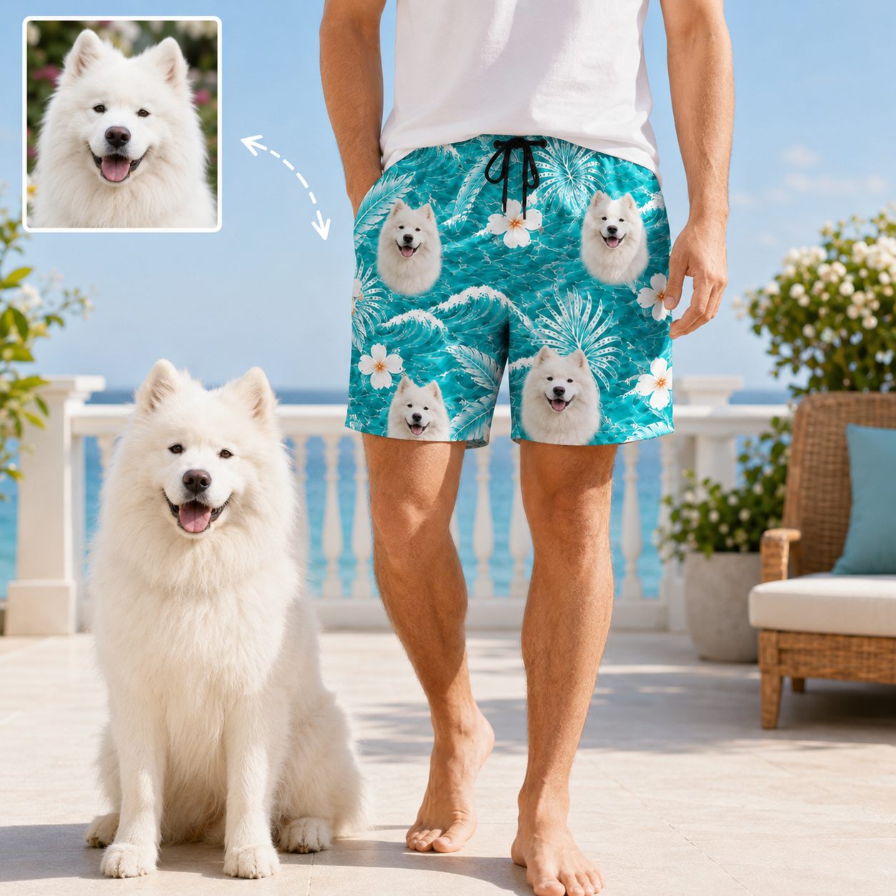 Personalized Dog Face Summer Shorts Custom Photo Beachwear for Vacation THUC99
